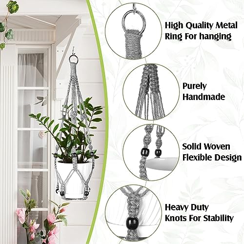 Hoteam 12 Pcs Macrame Plant Hangers Macrame Hanging Planters for Indoor Plants Handmade Boho Hanging Baskets Flower Pots Holder for Outdoor Home Wall Decor - Image 3