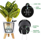 6.5" Self Watering Planters (2 Pack) for Indoor Plants with Water Indicator, White Modern Flower Pot with Wood Stand for Office Home Decor Garden - Image 2