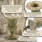 Small 9.1'' H Vintage Urn Planter, Distressed Retro Tabletop Flower Pot with Drainage Hole, Lightweight Decorative Pedestal Planter for Indoor Plants, Office Desk, Shelf, Patio Table Decor - Image 4