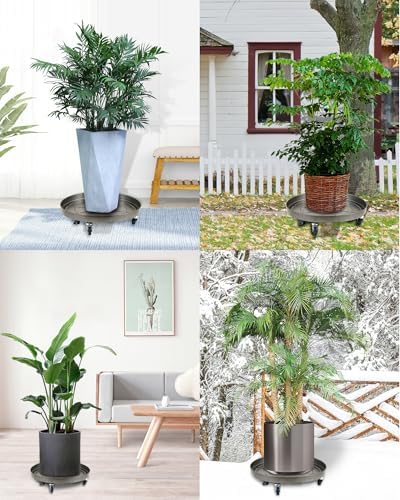 Heavy Duty Plant Caddy with Wheels 20 Inch, 360° Caster, Outdoor Rolling Plant Dolly that is Not Easily Rusted, Indoor Metal Plant Cart with Rollers, Plant Pot Trolley, Silver 3 Pack - Image 5