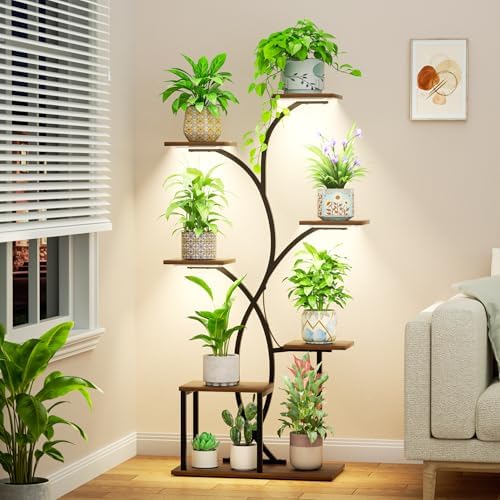 HAVLOTII Indoor Plant Stand with 4 Grow Lights - 7 Tiered Plant Shelf 52" by HAVLOTII