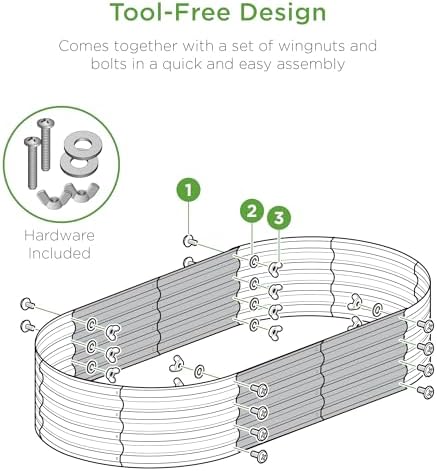 Best Choice Products 4x2x1ft Outdoor Metal Raised Garden Bed Outdoor, Oval Deep Root Planter Box for Vegetables, Flowers, & Herbs, 51 Gallon Capacity, Rubber Edge Guard, 100% Non-Toxic - Charcoal - Image 5