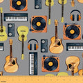 Music Fabric by The Yard - Musical Instruments Upholstery, Guitar Record by Erosebridal