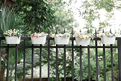 Dahey 10.5 Inch Metal Hanging Flower Pots 5 Pcs Outdoor Railing Planter Box - Image 5