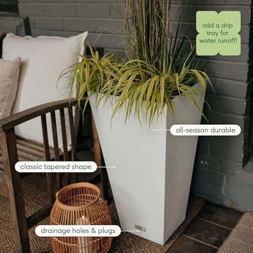 Veradek Pure Series Taper Planter & Drip Tray - Tapered Planter with Shelf - Image 5