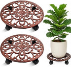 2 Pack 14 In Rolling Plant Stand with Wheels Metal Plant Caddy with Wheels by Planterhoma
