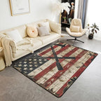 Erosebridal Bear Elk Shotgun Area Rug 4'11" x 3'3" Mallard Duck Hunting Living Room Rugs Retro Wooden Board Decorative Carpet Deer American Flag Indoor Floor Mat by Erosebridal