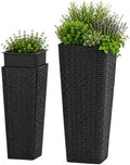 GIANTEX Planters for Outdoor Plants Set 2, 32" & 24" Tall Tapered Plants by Giantex