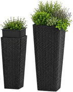 GIANTEX Planters for Outdoor Plants Set 2, 32" & 24" Tall Tapered Plants by Giantex