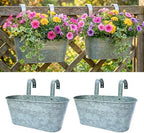 LaLaGreen Boho Rail Planter (16 in, 4 Pack) Silver Metal Fence Flower Pots by L%C3%A1L%C3%A1Green