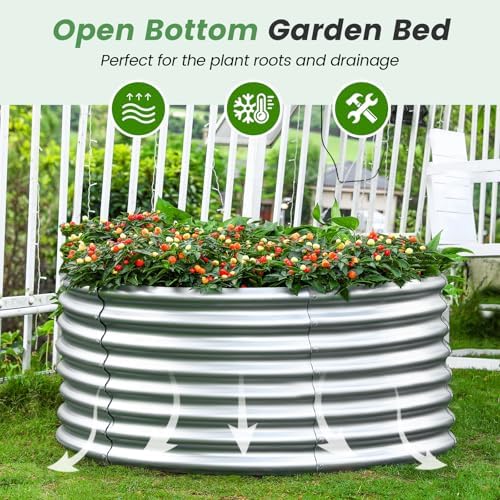 Land Guard 4×4×2ft Galvanized Raised Garden Bed Kit 2Pcs, Planter Raised Garden Beds Outdoor, Round Clearance Raised Garden Beds for Gardening Vegetables (Silver) - Image 5