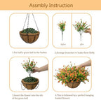 NETAP Artificial Hanging Flowers Basket for Outdoor, 16 Fake Flowers Look Real UV Resistant, Faux Hanging Plants for Porch, Balcony, Patio, Garden, Spring Summer Decor,Orange - Image 7