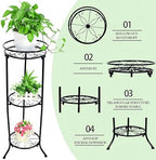 FAMZ Plant Stand Indoor Outdoor, 3 Tier Tall Black Metal Plant Stands, 35 inch Round Multiple Plant Rack Holder Rack Flower Pot Stand Heavy Duty Plant Shelf for Patio Balcony Garden Living Room - Image 4