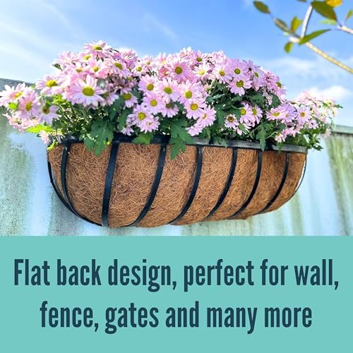 LaLaGreen Outdoor Wall Planter - 8 Pack, 30 Inch Large Metal Basket with Coco Liner, Long Window Flower Box Deck Railings Hanging Horse Trough Balcony Plant Pot Garden Fence Balcony Patio Rail - Image 6