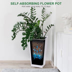 22.5 Inch Tall Self Watering Planters Set of 2, Indoor Outdoor Planter Pots with Water Level Indicator, Drainage Holes and Removable Inner Bucket for Patio Porch Balcony, White - Image 7