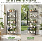 Livilord 5-Tier Plant Stand Indoor Outdoor, 64" Tall Metal Ladder Shelf for Multiple Flower Pot Holder, Waterproof Corner Garden Rack for Balcony Living Room, Black - Image 6