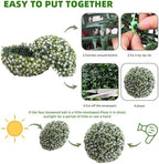 21.6 Inch Artificial Hanging Topiary Balls Set of 2, Faux Flower Balls for Garden Patio Wedding Valentine's Day Decor, Outdoor Indoor Hanging Decorations for Porch Front Door Party, White - Image 3