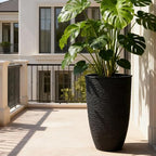 Worth Garden 2-Pack 21" H. Black Tall Planters with Inside Pots - 14'' Dia Plastic Large Round Plant Tree Pots - Decorative Imitation Stone Finish for Indoor Outdoor Front Porch Container Patio - Image 5