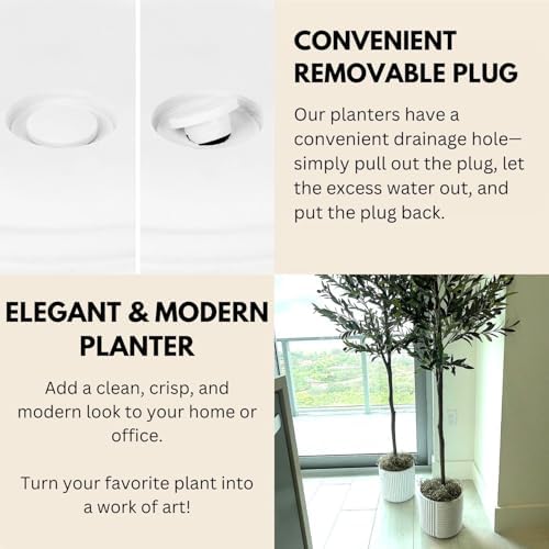 Fox & Fern Large Planter for Indoor or Outdoor, Matte White, 12 Inch - Image 4
