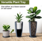 ZMTECH 2-Pack Large Tall Planters with Saucer - 6.8 Gallons /12x21 Inch Faux Stone Finish Round Flower Pots for Indoor Plants, Outdoor Patio & Porch Decor, Unbreakable Plant Containers (Dark Gray) - Image 4