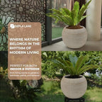 Marlo Fiberstone Round Planter (M, Ribbed Travertine Beige) - Image 6