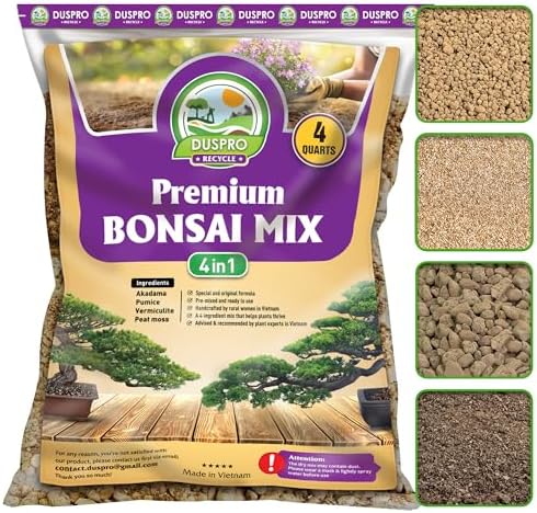 DUSPRO Pre-Mixed & Ready to Use 4-in-1 Bonsai Soil Mix, 4 Quarts by DUSPRO