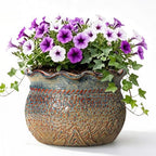 Ceramic Planter, 12 Inch Pots for Plants, Yellowish Brown by Fivepot
