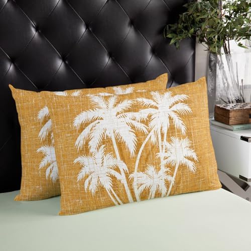 Throw Pillow 12x20 Inch, Tropical Palm Tree Waterproof Outdoor Pillow Covers for Patio with Insert, Vintage Orange Exotic Botanical Plants Decorative Pillowcase Cushion for Couch, Sofa, Bed, Garden - Image 5
