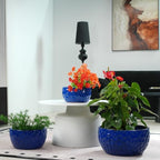 15" Handmade Ceramic Planters, Set of 3, 15/12/10 Inch, Antique Blue - Image 4