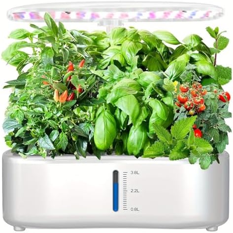 Indoor Hydroponic Garden, 12-Pod Growing System with 24W LED Grow Light by LUZRY
