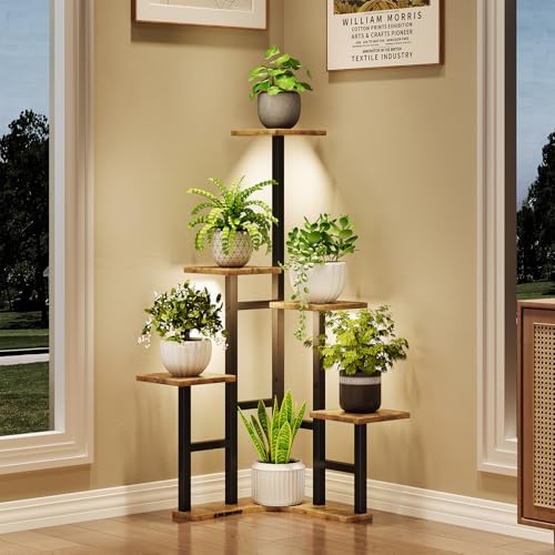 Corner Plant Stand Indoor with Grow Lights 6 Tiered Corner Plant Shelf by Yzosvki