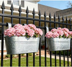 8 Pack 12" Galvanized Hanging Railing Planters with Hooks and Drainage - Image 6
