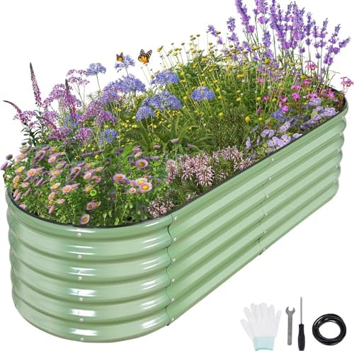 Galvanized Raised Garden Bed Outdoor- 6x2x1.4FT Planter Box, Green by Permade