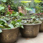 Large Flower Pot Thickened Plant Pot with Drainage Hole Retro Resin Lotus Planter for Indoor Outdoor Plants Home Gardening Flower Pots No Drainage Hole L - Image 6