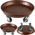 3 Packs Metal Plant Caddy with Wheels 13" Rolling Plant Stand Heavy Duty Plant Dolly with Casters for Indoor and Outdoor Large Planter Casters Potted Plant Mover,Copper by Planterhoma