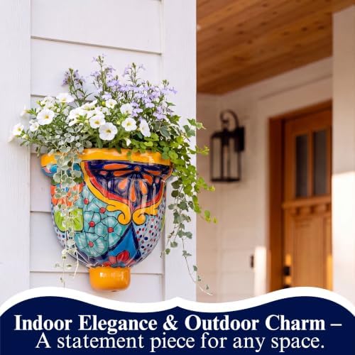 Talavera Wall Planter - Handmade Mexican Hanging Pot (Yellow-Large) - Image 5
