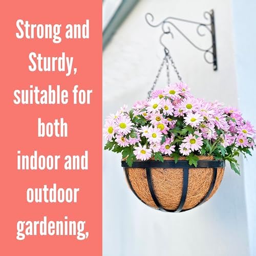 LaLaGreen Yard Hanging Baskets (20 in, 2 Pack) Black Coco Liner Garden Pots - Image 6