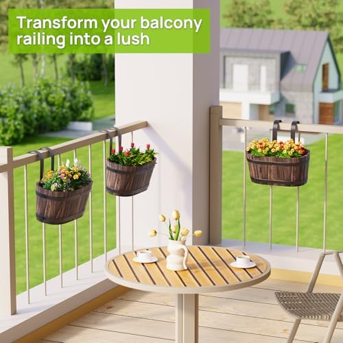 2Pack Wood Fence planters Window boxes planters Railing planter box porch - Image 4