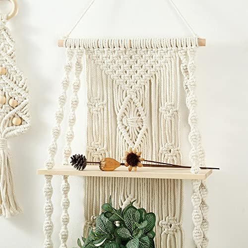 Macrame Wall Hanging Shelf,Boho Woven Tassel Shelves Plant Holder - Image 4