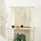 Macrame Wall Hanging Shelf,Boho Woven Tassel Shelves Plant Holder - Image 4
