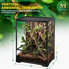 18"x18"x24" Reptile Terrarium, Aluminum-Frame Glass Vivarium for Small Arboreal Reptiles Such as Small Chameleons, with Lock, Cable Port, Waterproof Deep Base - Image 2