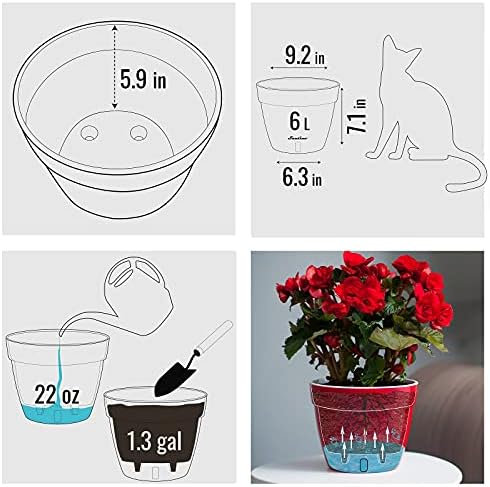 Santino ASTI 9.2 Inch Self Watering Planter Green-Gold/White (Set of 3) for Indoor Plants - Premium Quality Modern Plastic Pot w/Water Level Indicator for All House Plants African Violets and Dahlias - Image 5