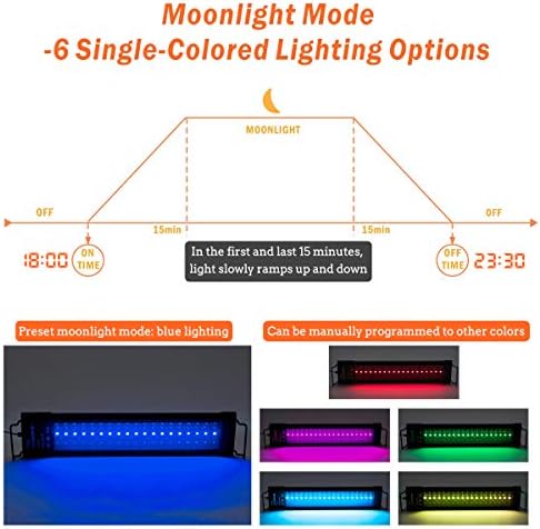 hygger Auto On Off LED Aquarium Light 24-30 Inches Dimmable 7 Colors Full Spectrum Fish Tank Light Fixture for Freshwater Planted Tank Build in Timer Daylight Moonlight & DIY Mode - Image 5