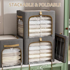 Storage Bins with Metal Frame, 3-Clear Windows Openings, 43L, Dark Grey - Image 3
