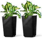 Vasitelan Set of 2 Resin Modern Outdoor 22 Inch Tall Large Flower Pots, Tapered Wood Look Planters for Outdoor Plants and Front Porch Decor - Image 2