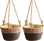 Flueyer 2 Pack Jute Rope Hanging Planter Basket, Rattan Woven Plant Hanger with Plastic Liner Macrame Plant Holder Storage Organizer for Plants Indoor Outdoor by PRTECY