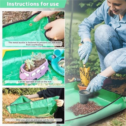 2 PCS Repotting Mat for Indoor Plant Transplanting Control Mess,Waterproof Succulent Pot Square Planting Tray Soil for Patio - Image 4