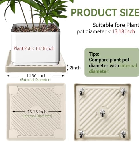 14.5" SquarePlant Caddy Beige with Hidden Wheels & Garden Tools Set - Image 2