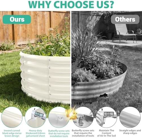 YSEJOMP 17" Tall 48" Diameter Round Raised Garden Bed Kits Outdoor White - Image 4