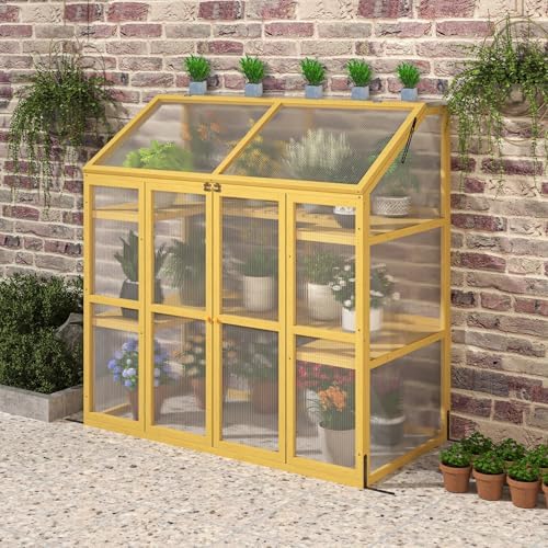 Wooden Garden Greenhouse, Greenhouse Wooden Cold Frame Greenhouse, Garden Portable Mini Greenhouse Cabinet, Greenhouse Flower Shelf Bed for Outdoor Indoor Use - Image 7
